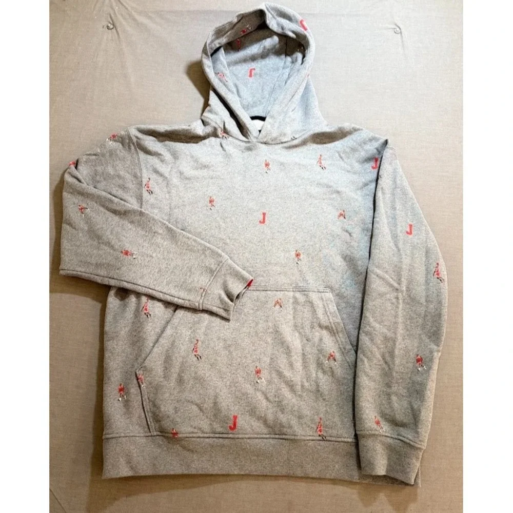 Air Jordan All Over Sweatshirt Adult XL Gray Pullover Long Sleeves Hoodie Mens.
